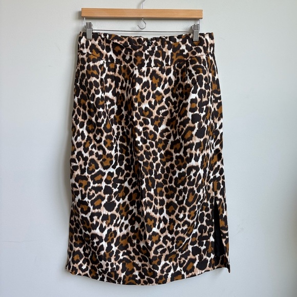 J. Crew Leopard Print Midi Skirt Linen Blend Size 10 - Picture 4 of 4
